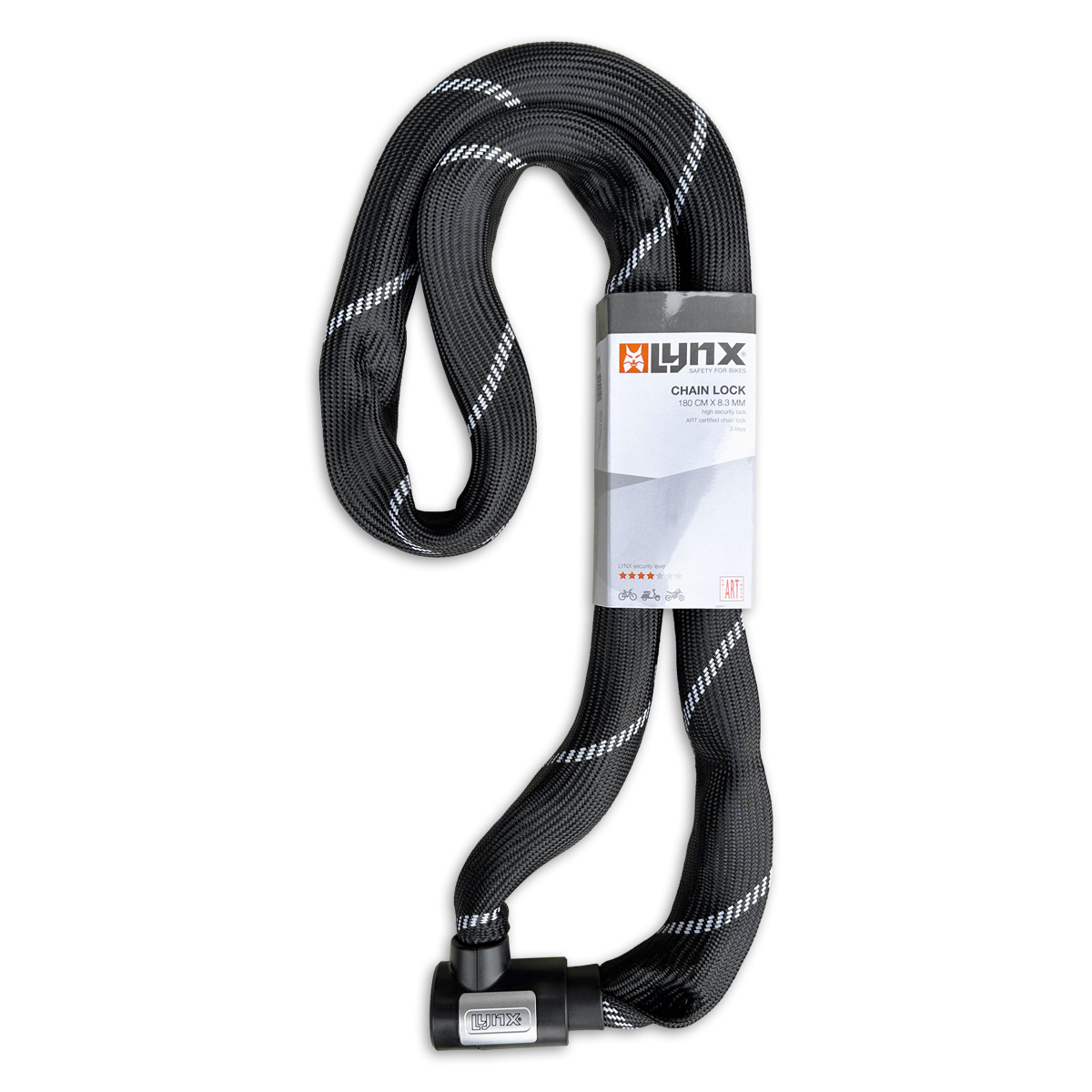 410333.180 LYNX Kettenschloss Lastenfahrrad Stelix ART 2 180 cm x 8.3 mm
